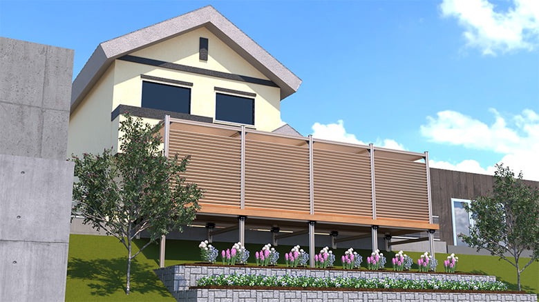 傾斜地を有効活用する「空間ソムリエ(高床タイプ)」