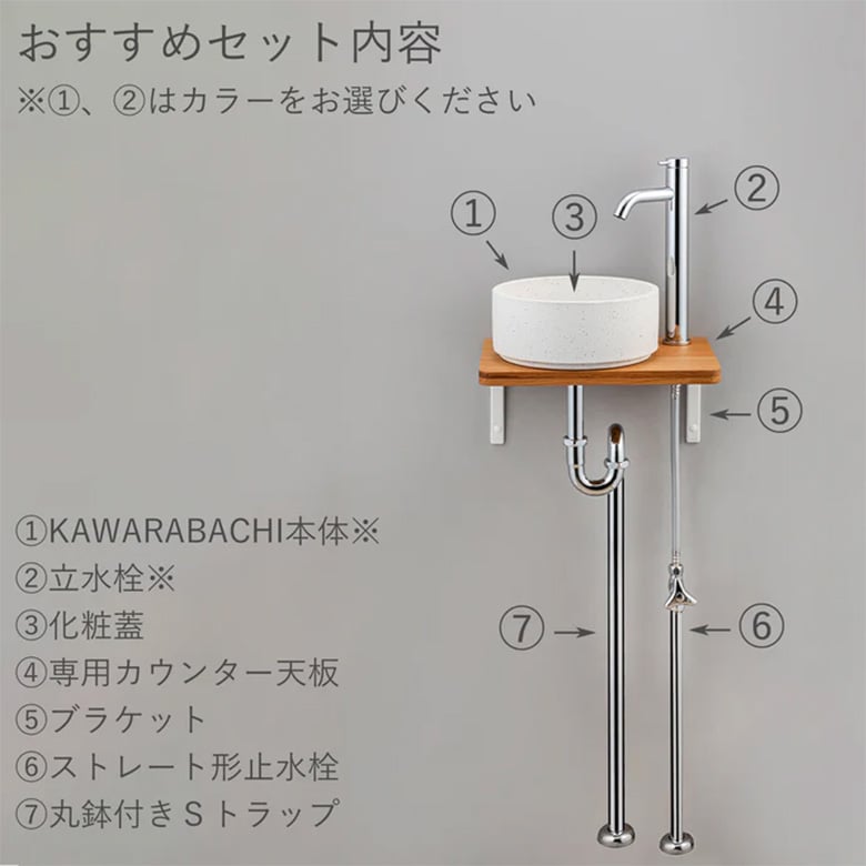 ALCOLOLO KAWARABACHI Φ250 おすすめセット(単水栓 ブラック/シルバー)