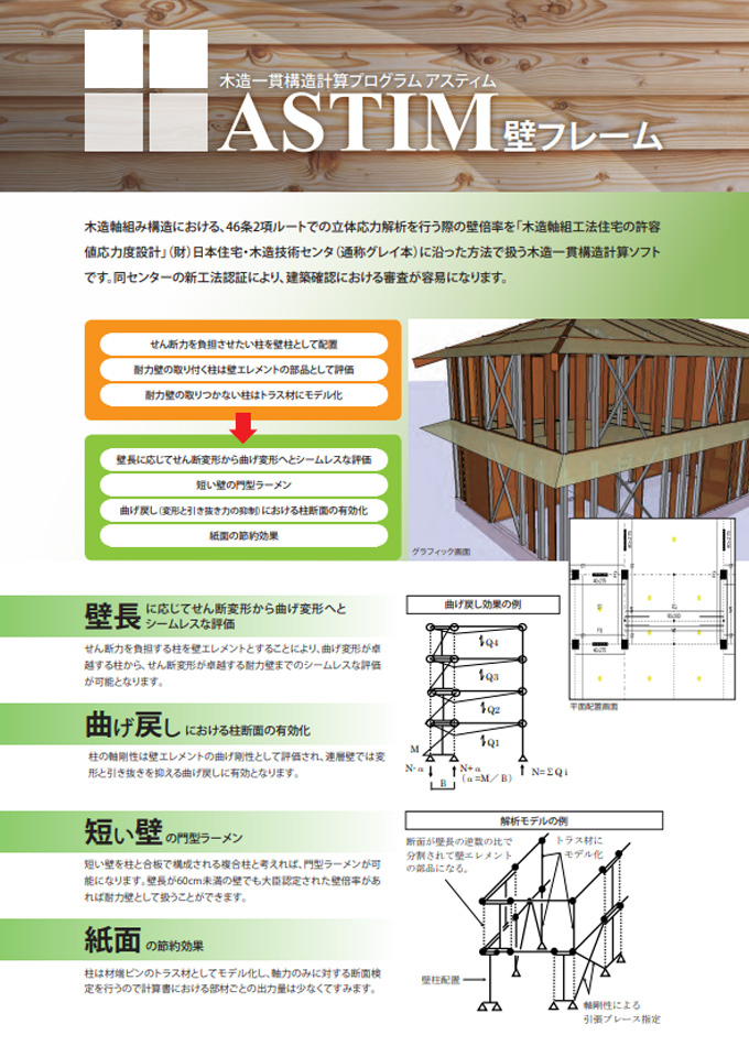 木造一貫構造計算プログラム ASTIM/壁フレーム