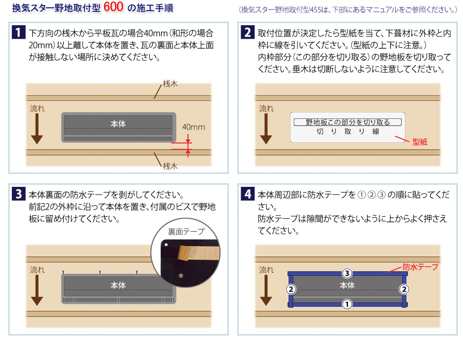 換気スター野地取付型600/455