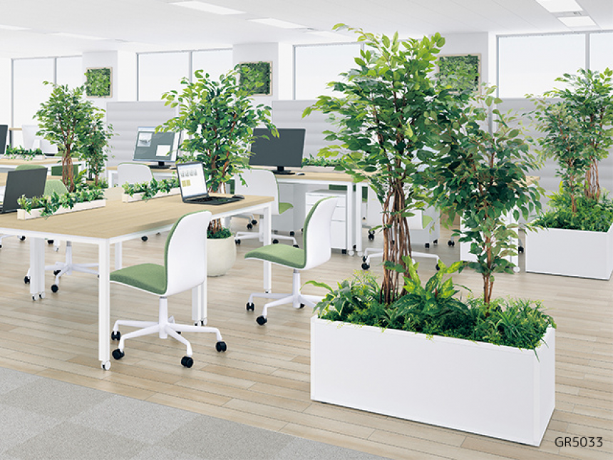 寄せ植えプランター【人工樹木】ボリュームのある屋内プランター