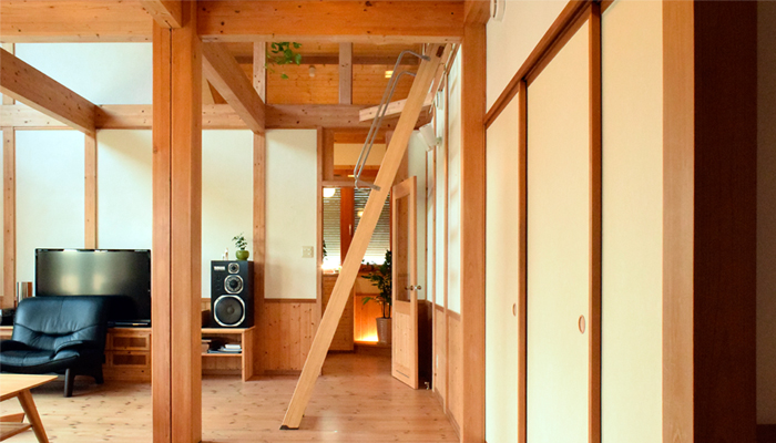 国産【セーフティーラダー】 木製ロフトはしご