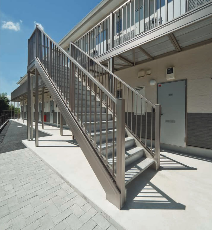 屋外鉄骨階段廊下ユニット【段十廊Ⅱ】