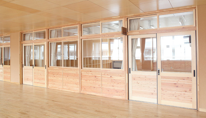 木製学校間仕切固定式【プレウォールSAW105A】