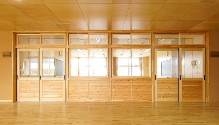 木製学校間仕切固定式【プレウォールSAW105A】