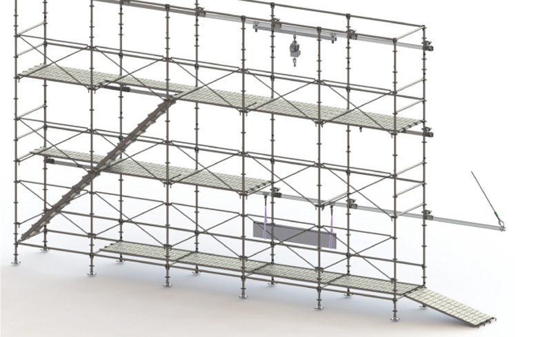 仮設足場用 搬送システム「ハンソーレール」