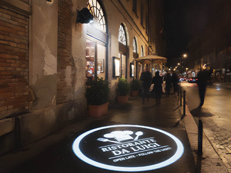 お店の看板、ロゴマークを簡単に照射!光の看板!