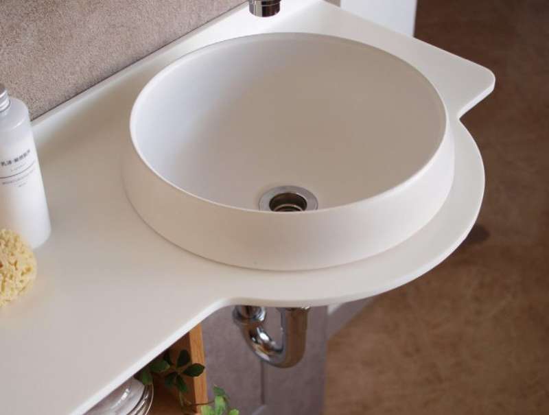 手洗器:グローブ E441011・アラバスタ / 水栓:横方寸L E442020・クローム / 排水部品:Pトラップ25 EP17120・クローム / essence / イブキクラフト