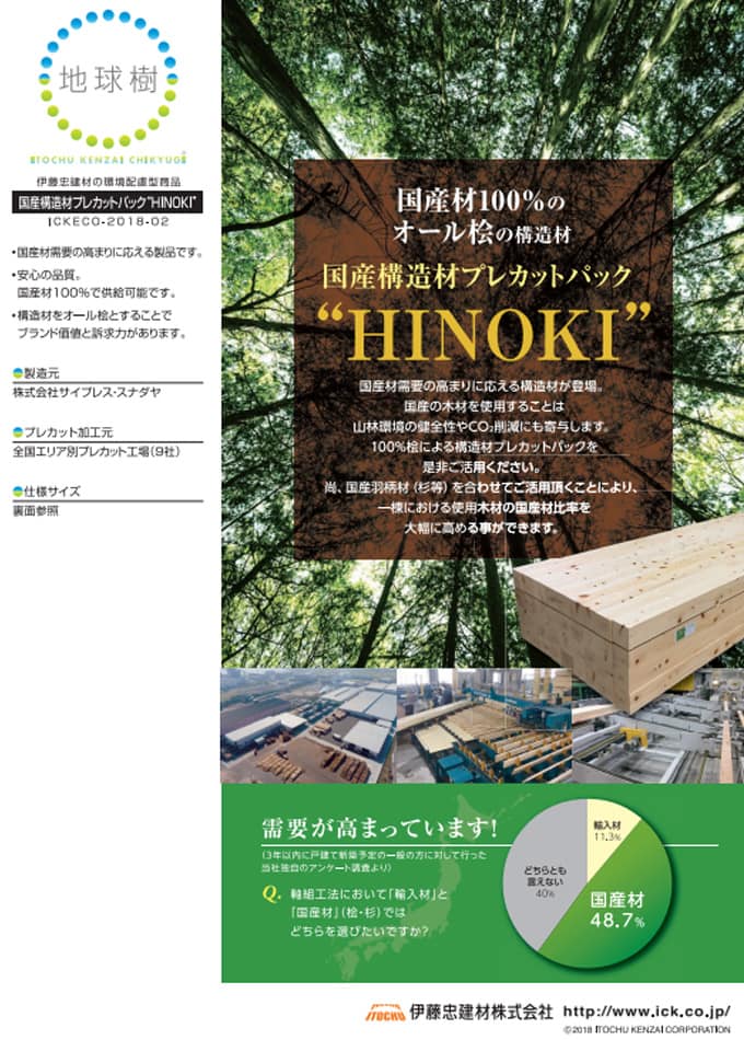 【地球樹】国産構造材プレカットパック”HINOKI”