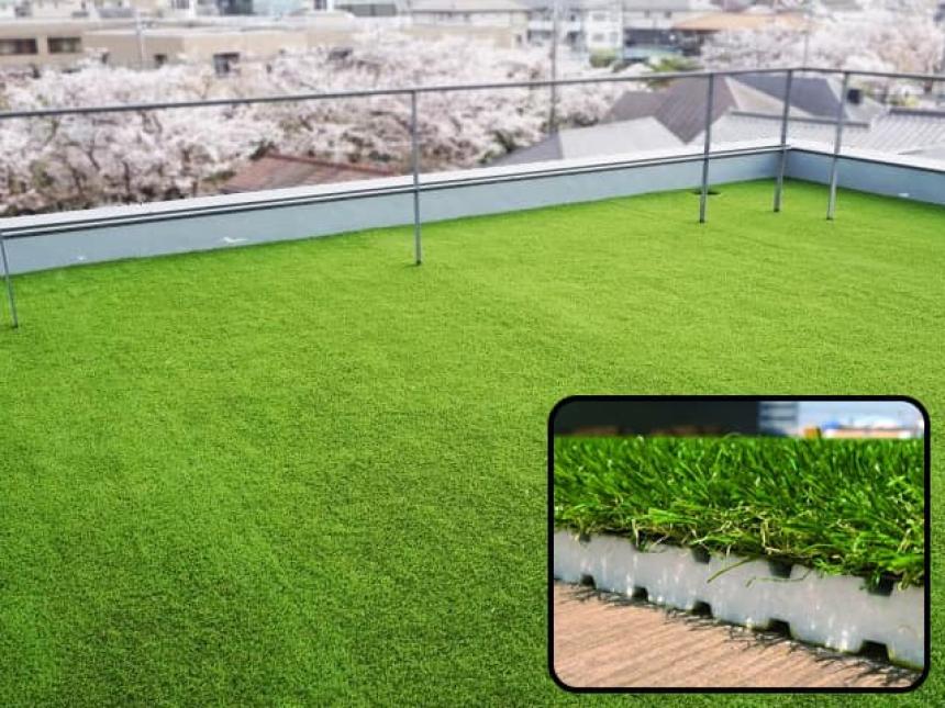 商業施設等の屋上向け人工芝+アンダーマット