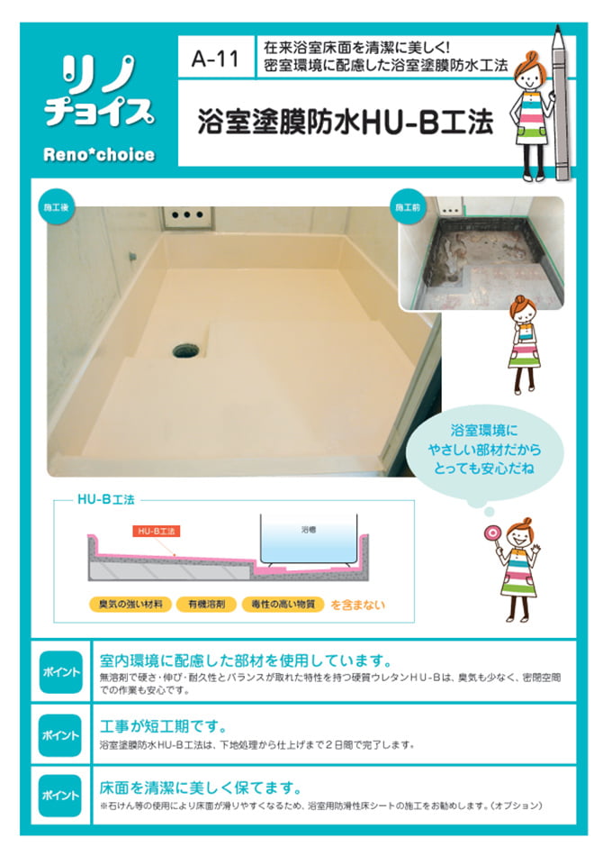 リノAQUA 浴室塗膜防水HU-B工法(A-11)