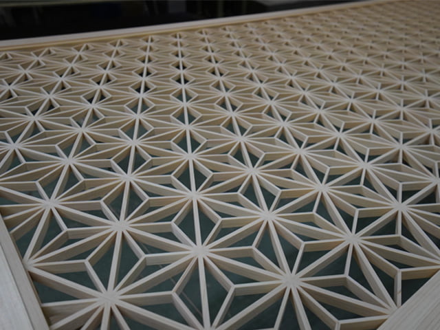 組子細工パーテーション エントランス