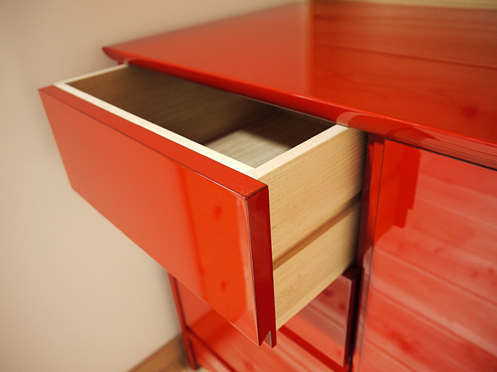 本堅地仕上げ・赤口朱(艶あり)【サイドボード】/輪島キリモト