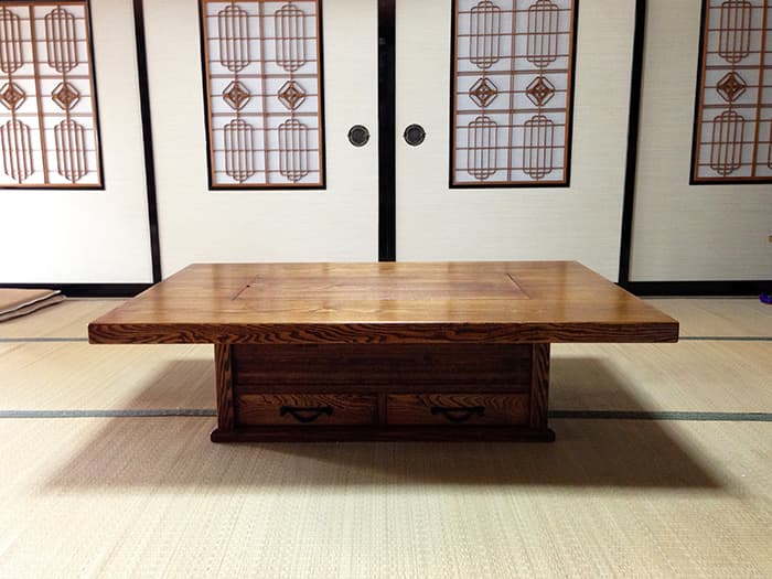 タモ拭漆仕上げ・生漆【囲炉裏座卓】/輪島キリモト