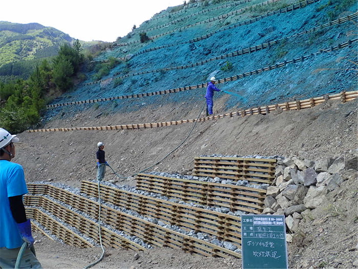 ポリソイル緑化工法(治山事例)