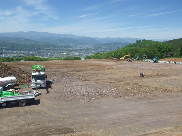 ポリソイル緑化工法(農地整備事例)