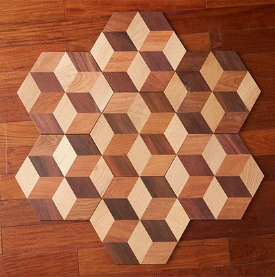 無垢フローリング ヘキサゴンパーケット