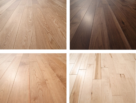 左上:オーク 右上:アメリカンブラックウォールナット 左下:アメリカンブラックチェリー 右下:ハードメープル