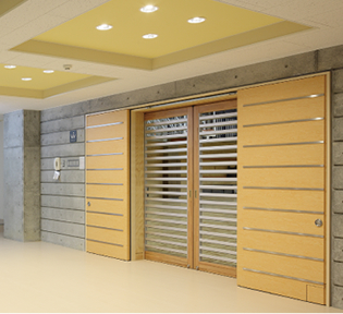 木アルミ複合防球格子建具 ボールガード