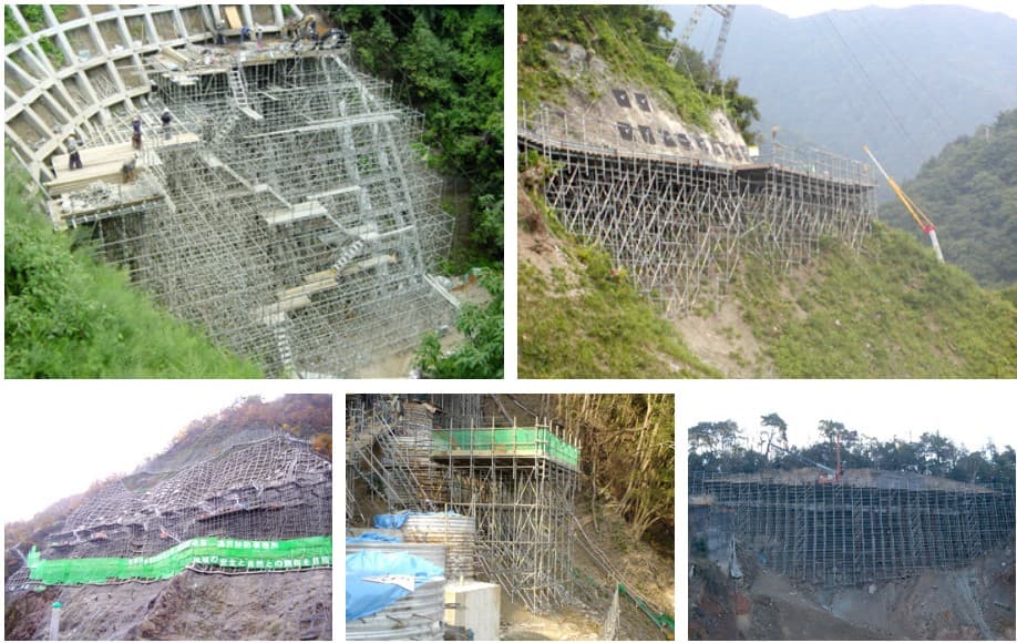 【NETIS登録番号: KT-160136-VE】法面作業構台マルチアングル工法