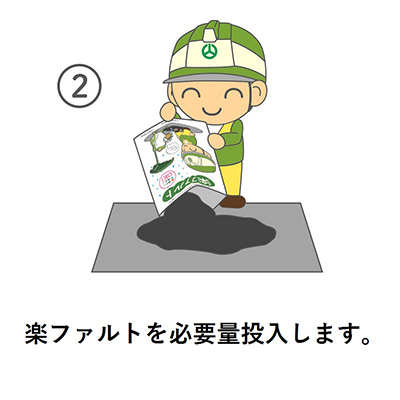 全天候型高耐久常温アスファルト合材「楽ファルト」
