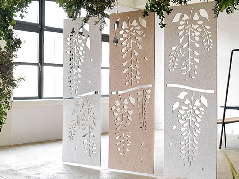 吸音パネル(彫刻されたのれん)