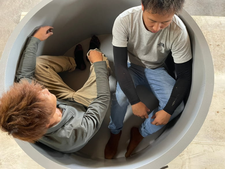 国産ひのき円形水風呂