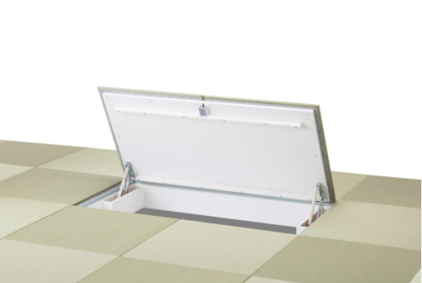 ガスダンパー式大型畳下開口ハッチ(半帖畳専用)/アルミ製床下昇降ステップ