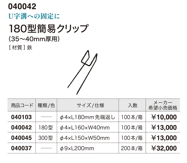 300型簡易クリップ・180型簡易クリップ