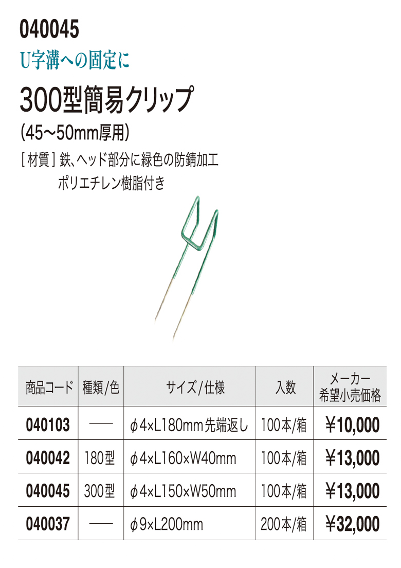 300型簡易クリップ・180型簡易クリップ