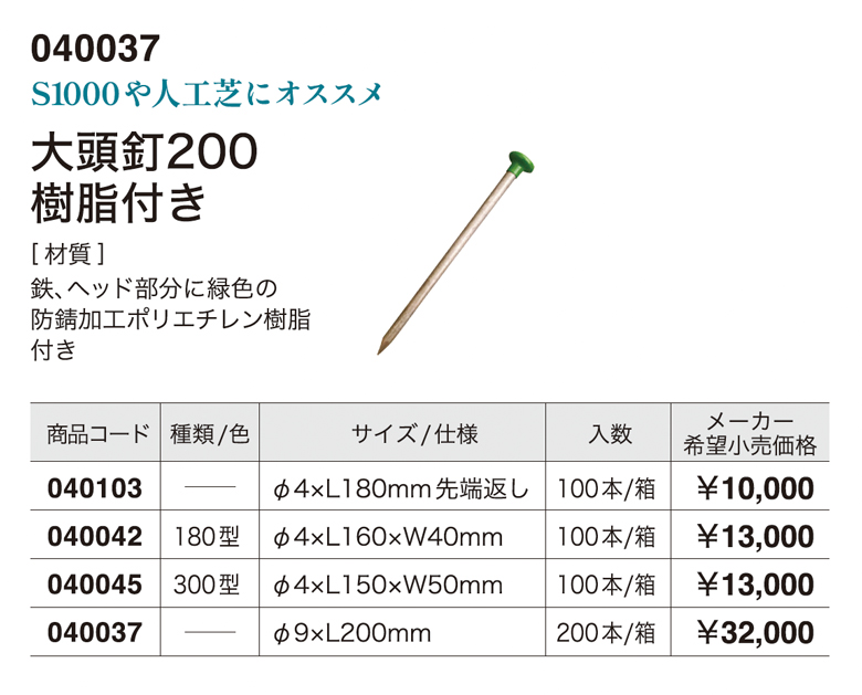 大頭釘200 樹脂付き