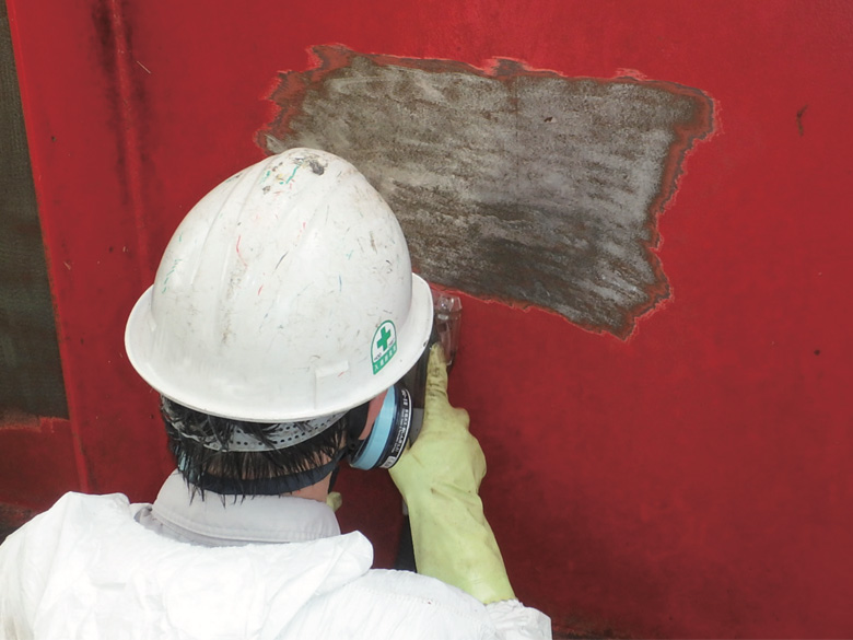 【アスベスト除去】集じん式垂直グラインダー(ロトピーン)工法