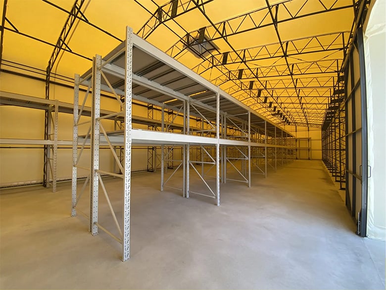 テント倉庫+パレットラック設置事例