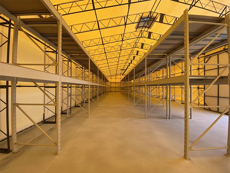 テント倉庫+パレットラック設置事例