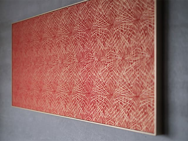龍村美術織物【アートパネル】「敷松葉(赤)」〈横長仕様〉