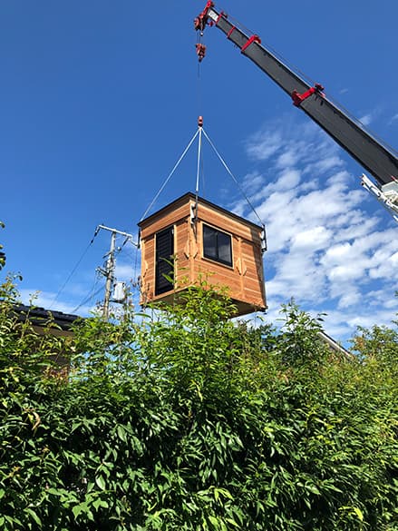 レブユニット「ログBOX」- 移動式木造ユニットハウス -