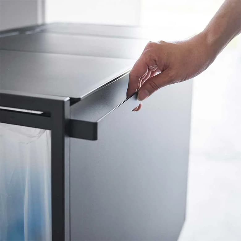 【tower】蓋付き目隠し分別ダストワゴン  45L 3分別