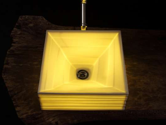 「透ける陶器信楽透器の光る洗面器【SUIRIN 水輪】」艸方窯